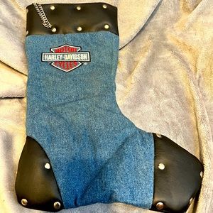 Vintage Harley Davidson Motorcycles Christmas Stocking Denim Studs Biker 2001